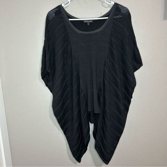 Eileen Fisher black Silk Sheen Stripe knit pullover sweater women’s size XL - Picture 2 of 7